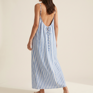 Patterned Low Backless Flow Dress
